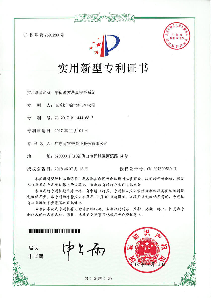 平衡型羅茨真空泵係統